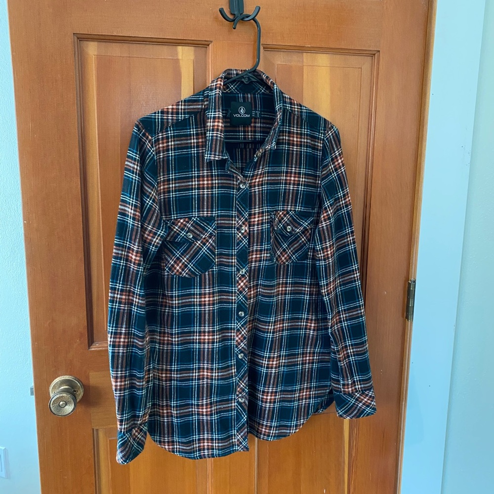 Volcom flannel button down size Medium
